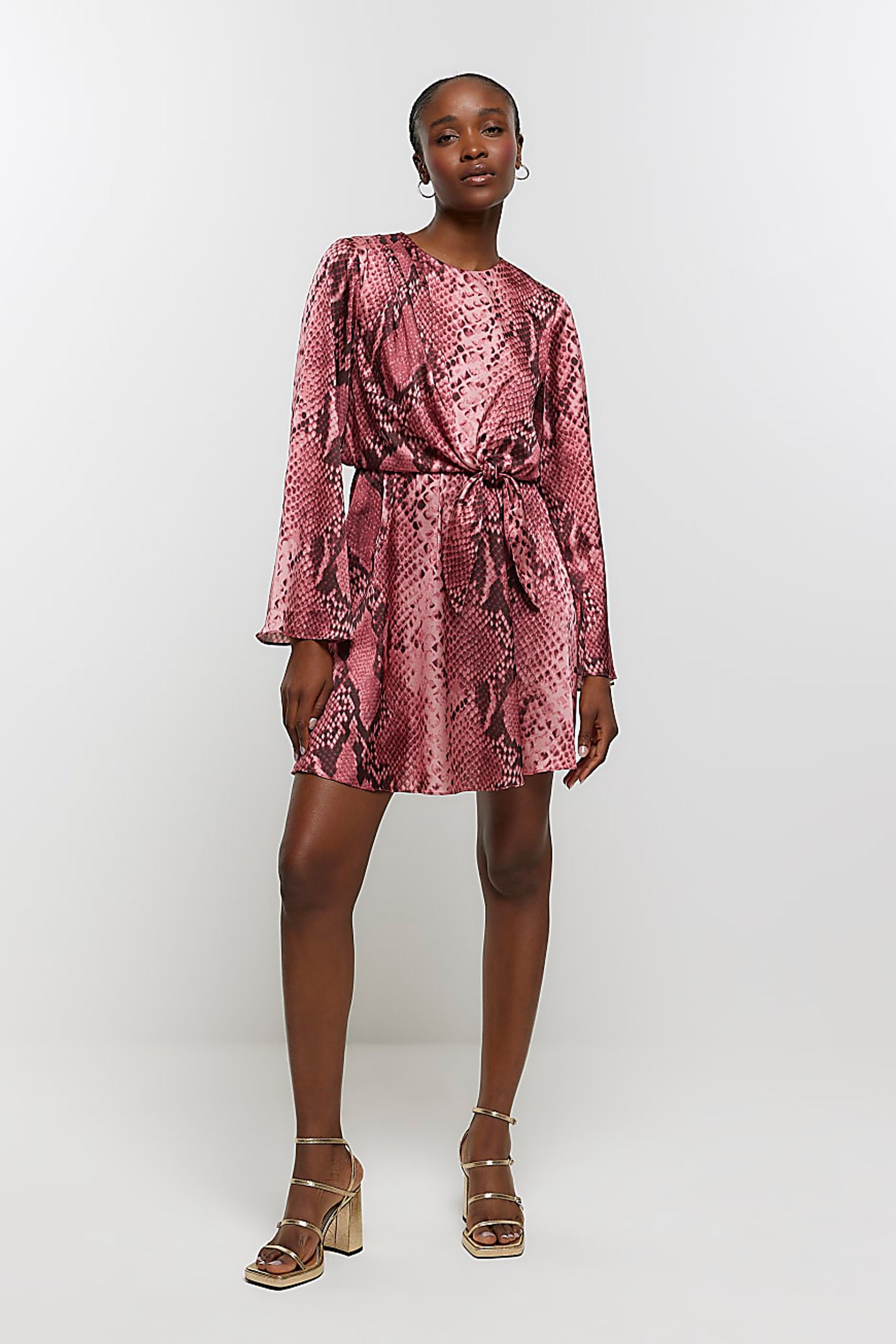 Buy River Island Pink Knot Front Overlay Mini Dress from the Next