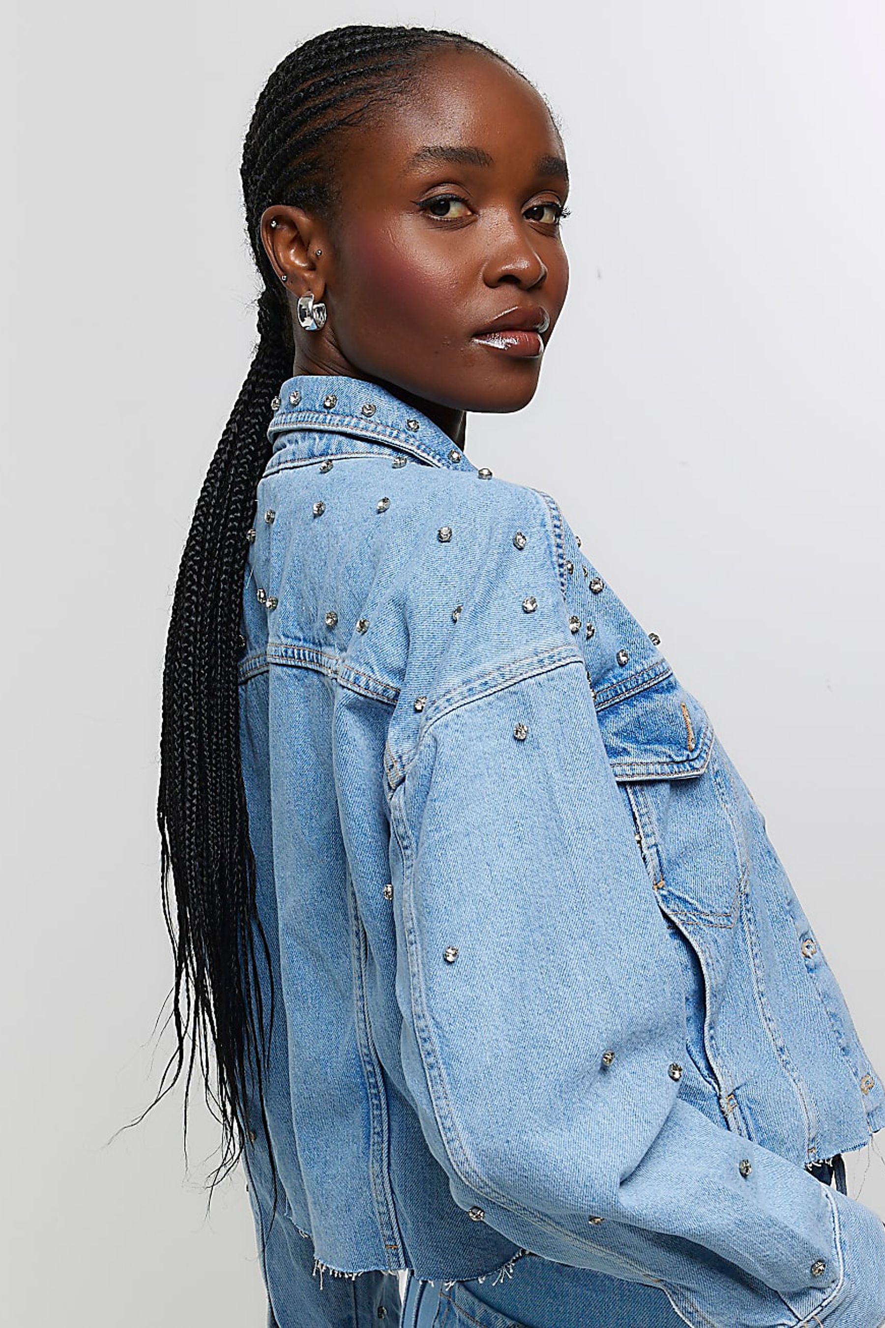 River island oversized denim hot sale jacket