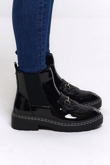 river island black patent ankle boots