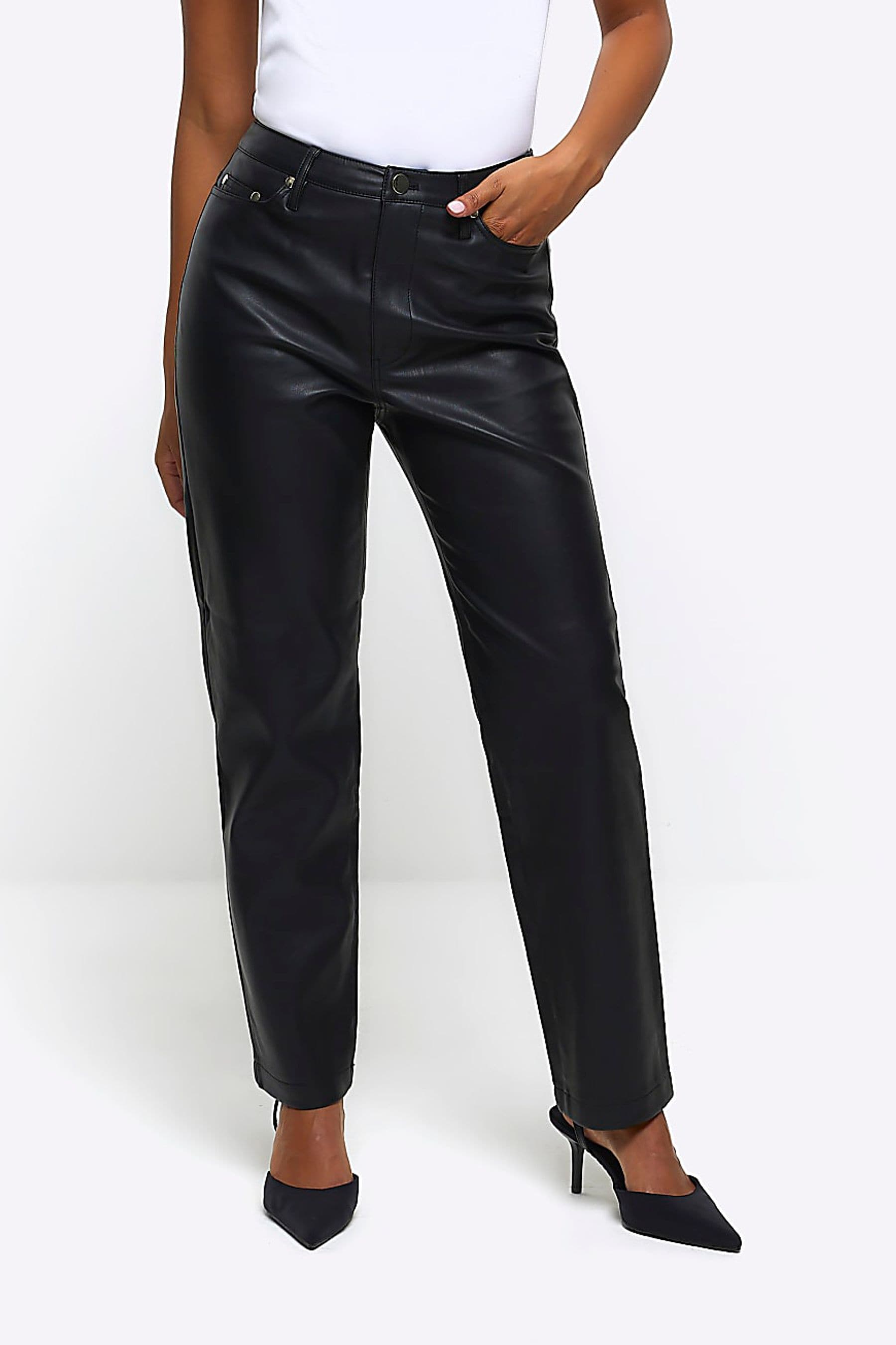 High waisted leather discount trousers river island