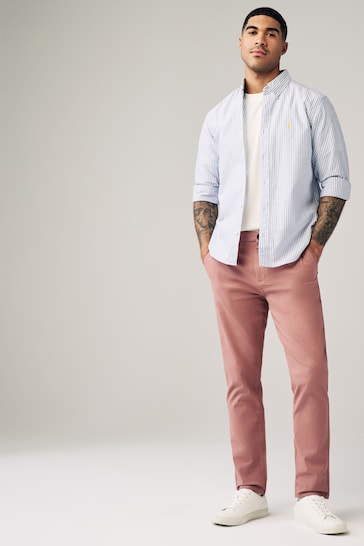 Pink Slim Fit Stretch Chinos Trousers