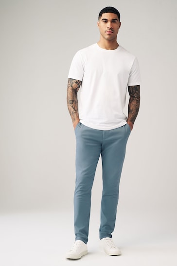Blue Skinny Fit Stretch Chino Trousers