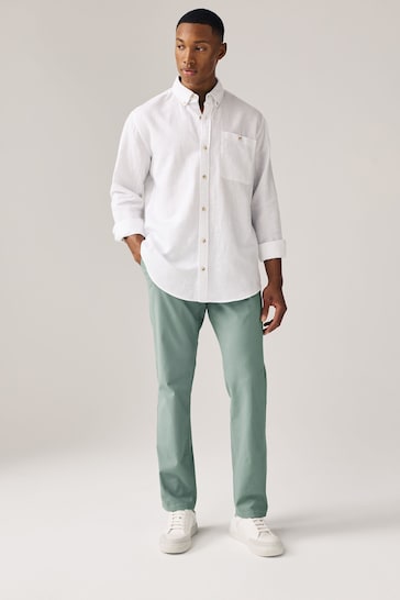 Pale Green Slim Fit Stretch Chinos Trousers