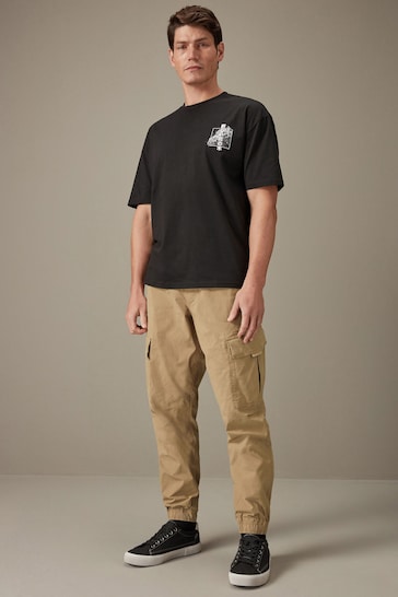 Light Tan Regular Tapered Stretch Utility Cargo Trousers