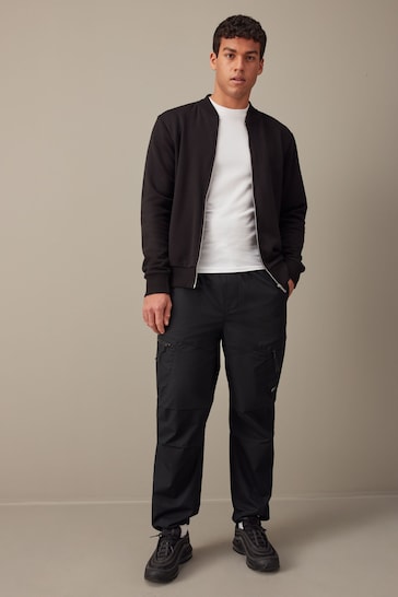 Black Relaxed Fit Utility Parachute Cargo Trousers
