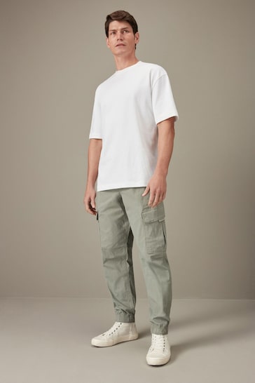 Sage Green Regular Tapered Stretch Utility Cargo Trousers
