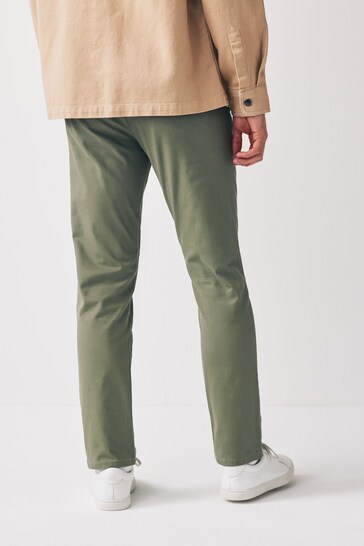 Sage Green Slim Fit Stretch Chinos Trousers