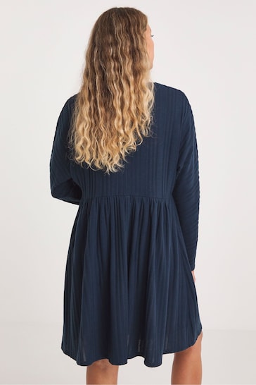 Simply Be Blue Ribbed Smock Dress