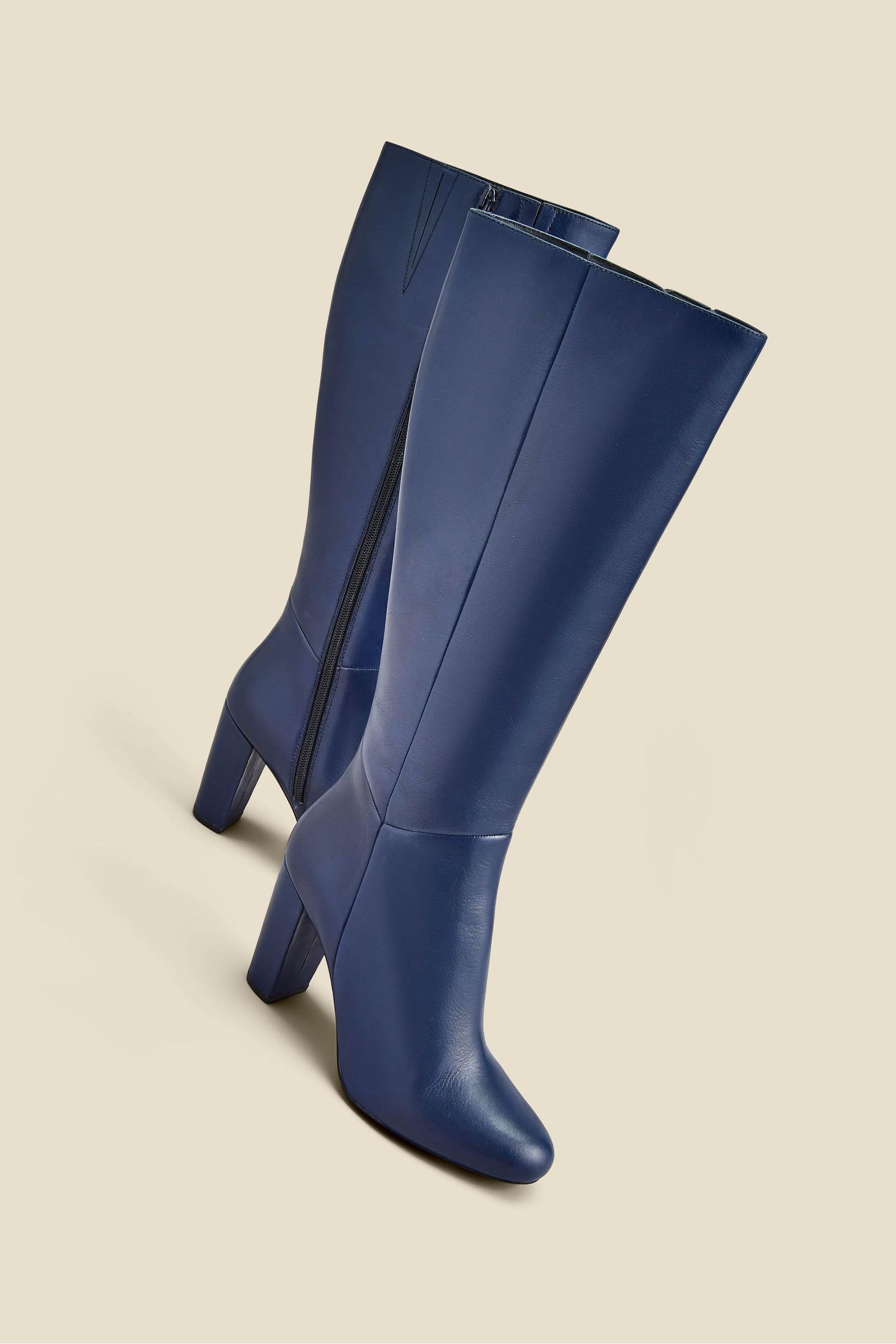 Sosandar Blue Leather Knee High Boots