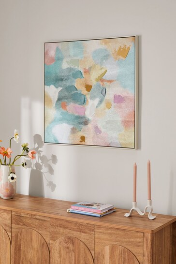 Multi Colour Pastel Abstract Framed Canvas Wall Art