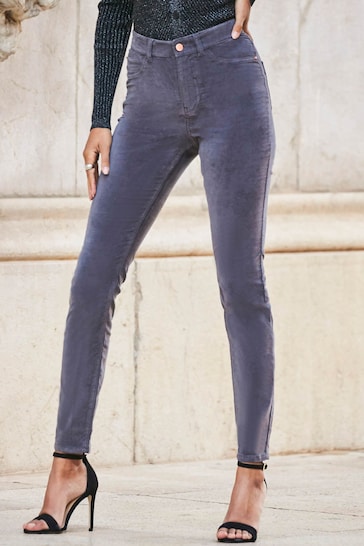 Sosandar Grey Velvet Jeans