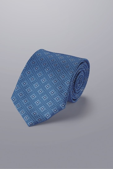 Charles Tyrwhitt Blue Medallion Silk Stain Resistant Pattern Tie