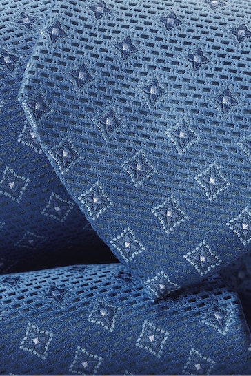 Charles Tyrwhitt Blue Medallion Silk Stain Resistant Pattern Tie