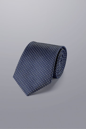 Charles Tyrwhitt Blue Mini Floral Silk Stain Resistant Pattern Tie