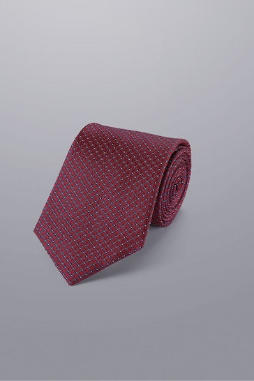 Charles Tyrwhitt Red Semi Plain Silk Stain Resistant Pattern Tie