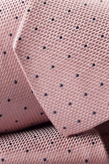 Charles Tyrwhitt Pink Spot Silk Stain Resistant Tie
