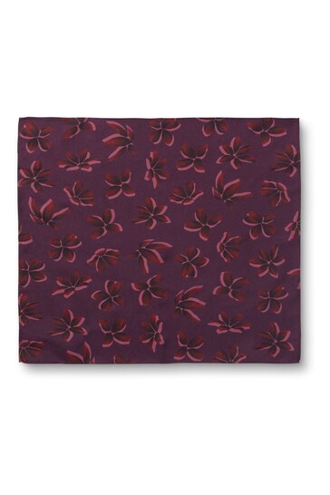 Charles Tyrwhitt Purple Large Floral Print Silk Pocket Square