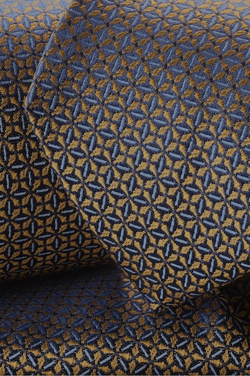 Charles Tyrwhitt Yellow Semi Plain Silk Stain Resistant Pattern Tie