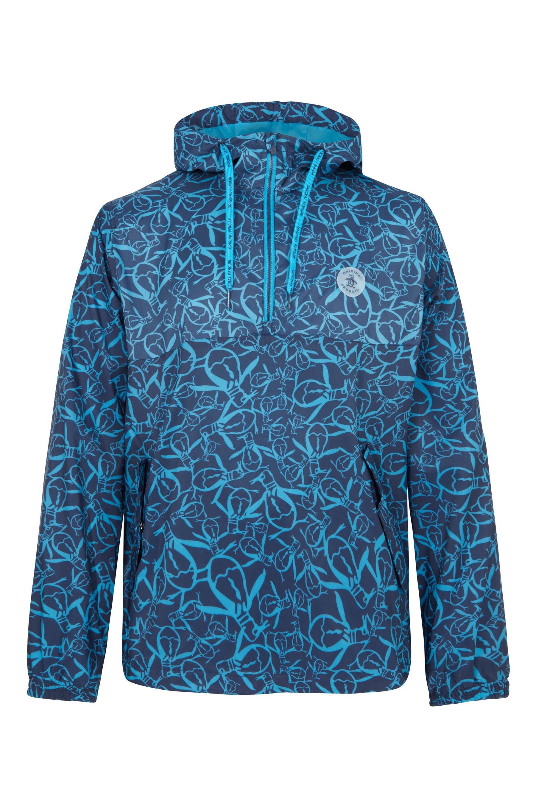 Buy Original Penguin Golf Mens Blue 1 4 Zip Trademark Printed Wind