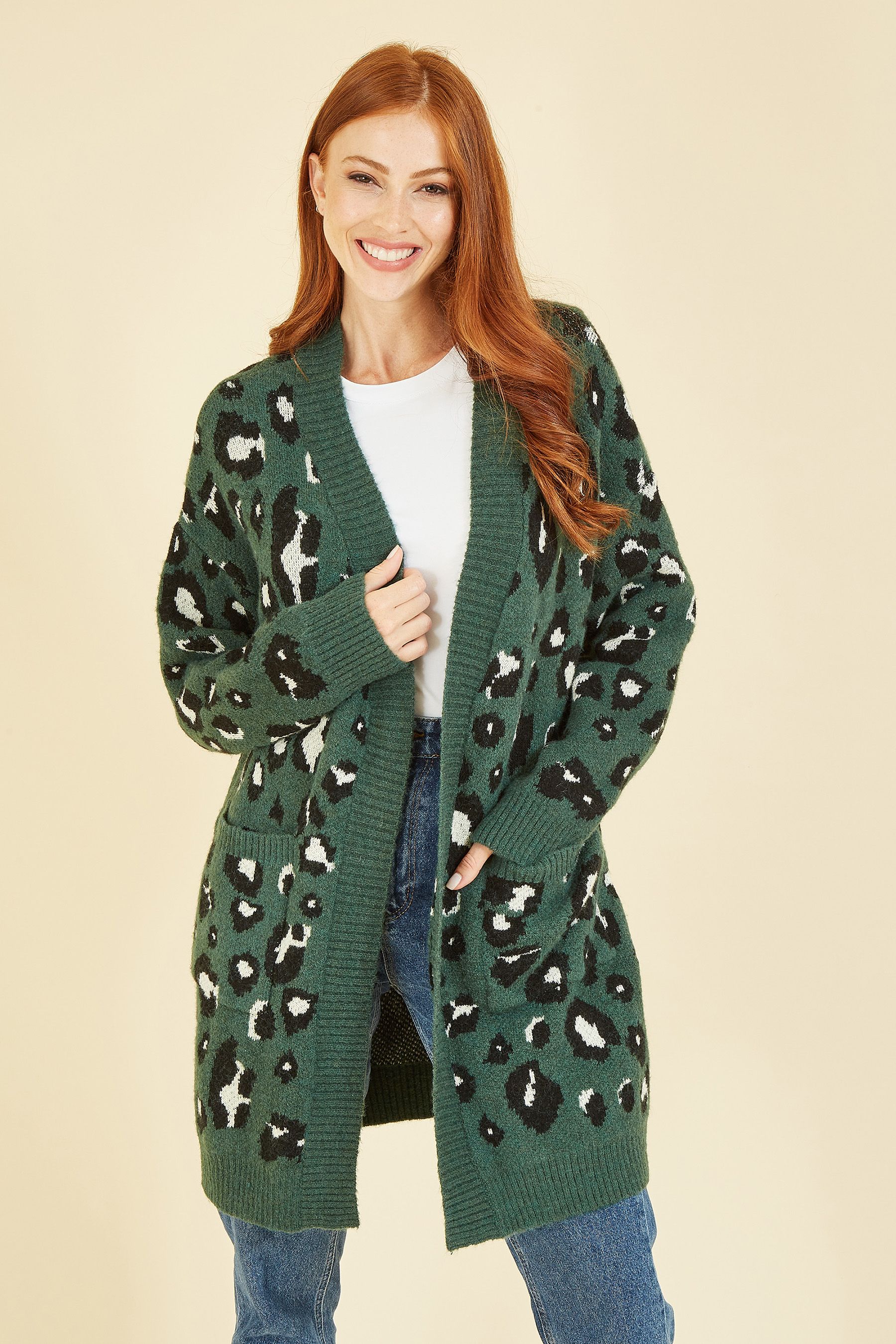 Leopard print knit cheap cardigan