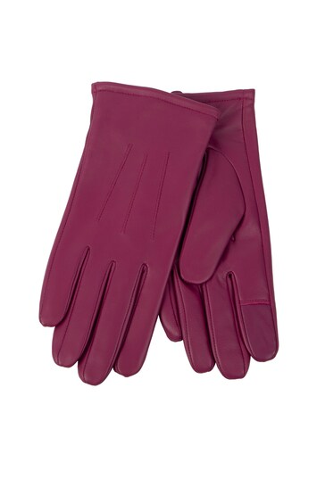 Totes Red Isotoner Three Point Leather Ladies Gloves