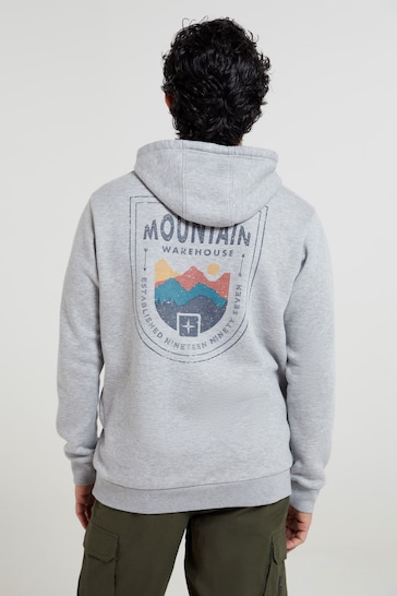 Mountain Warehouse Grey Mens Crest Mountain Graphic Hoodie