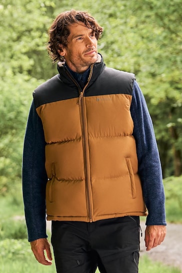 Mountain Warehouse Natural Mens Rock Water Resistant Borg Lined Padded Gilet