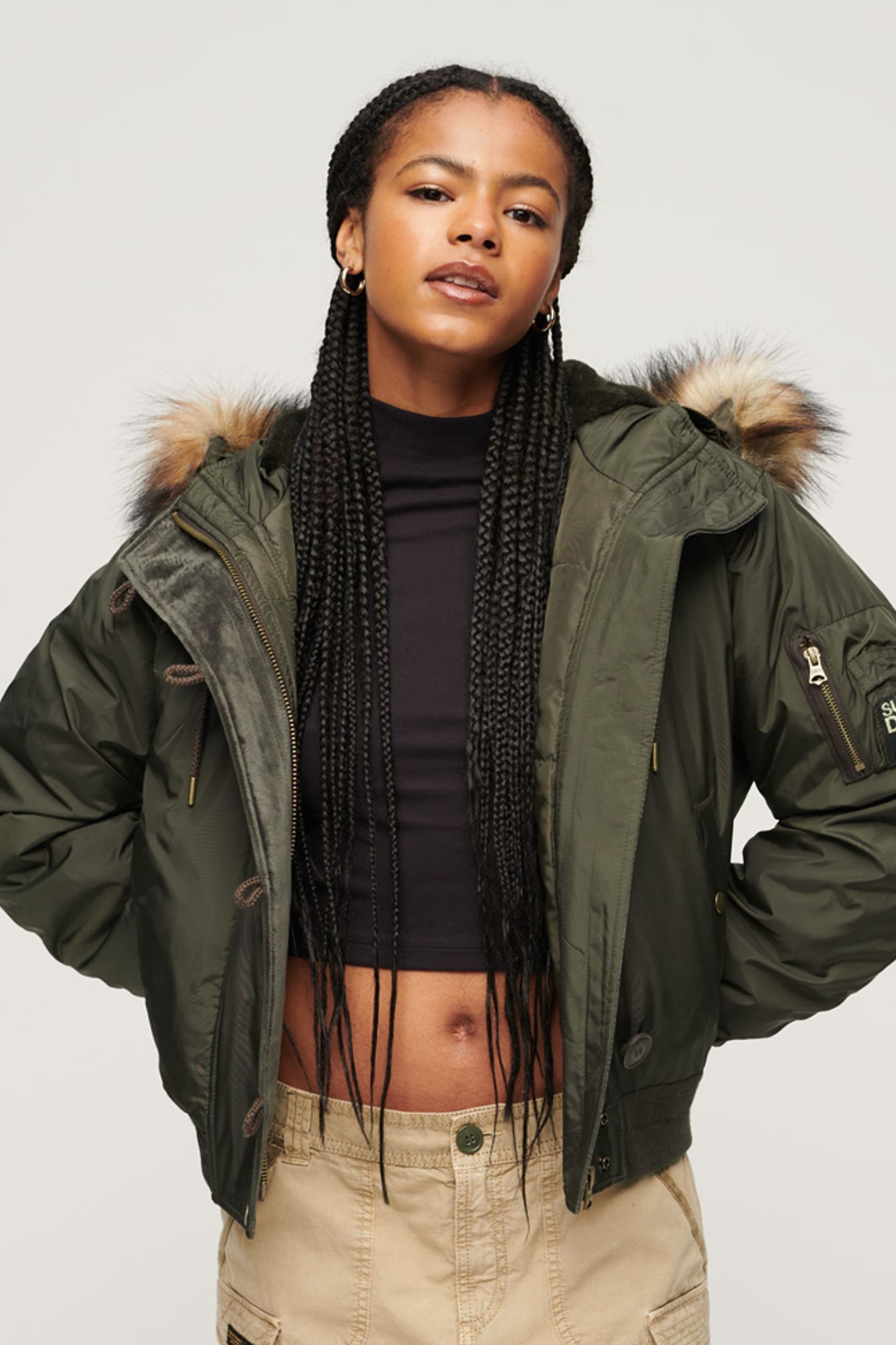 Superdry military crop outlet jacket