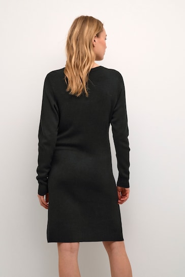Cream Mollia Above Knee Length Knitted Black Dress