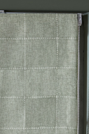 Sage Green Ready Made Windowpane Check Lined Roman Blind