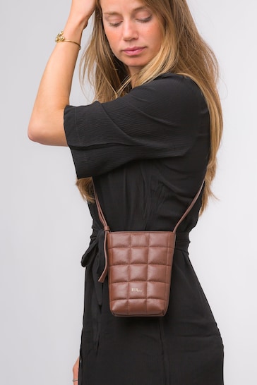 Pure Luxuries London Elouise Nappa Leather Cross-Body Phone Brown Bag