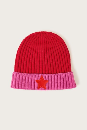 Monsoon Pink Star Beanie Hat