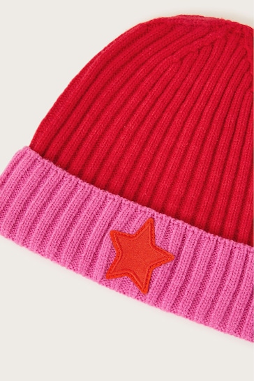 Monsoon Pink Star Beanie Hat