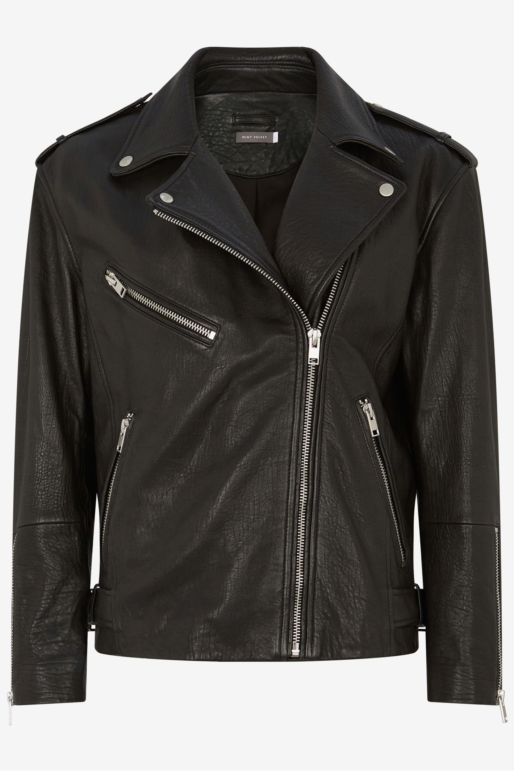 Mint velvet green leather jacket best sale