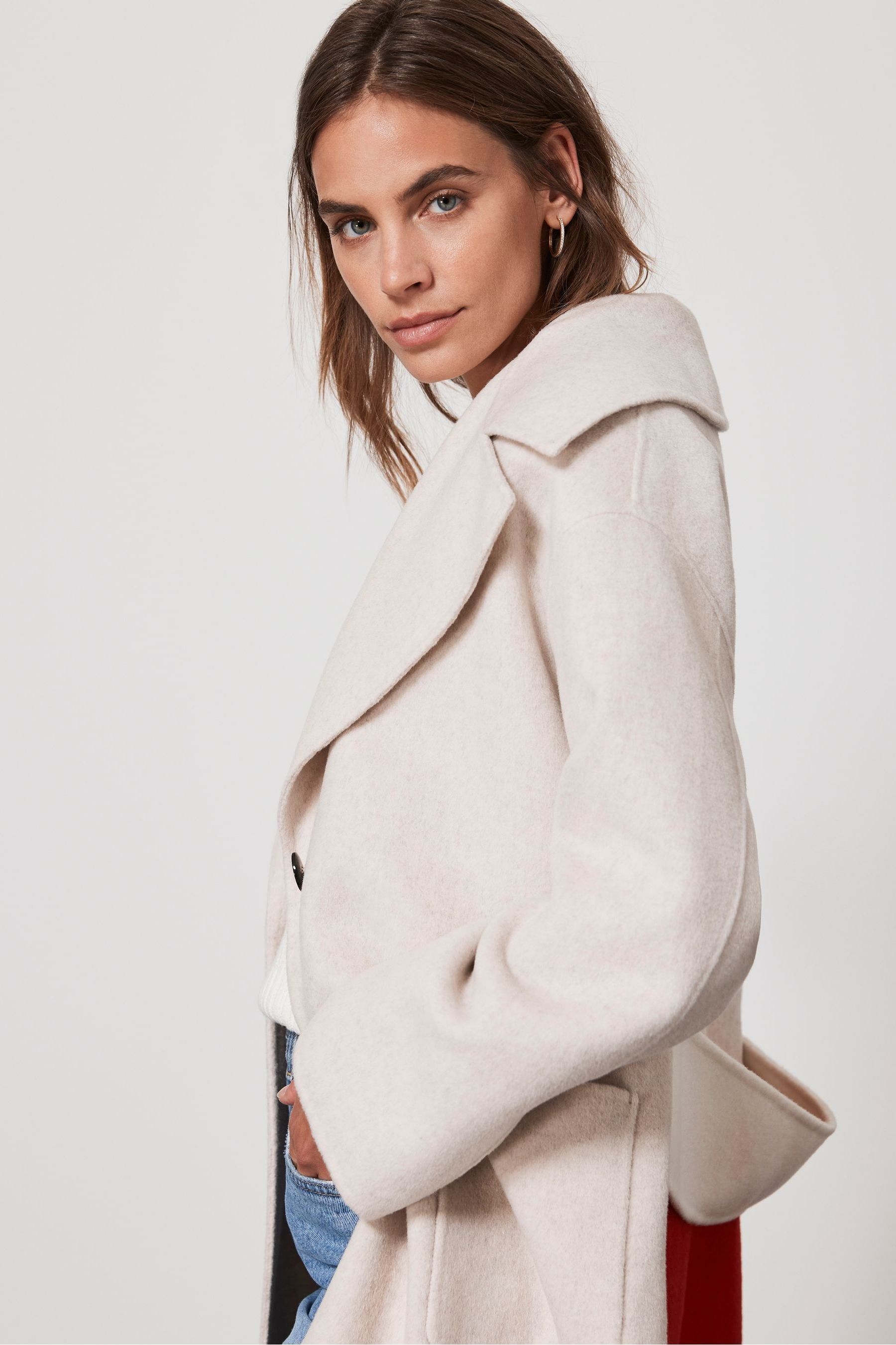 Buy Mint Velvet Cream Block Colour Coat from the ParallaxShops