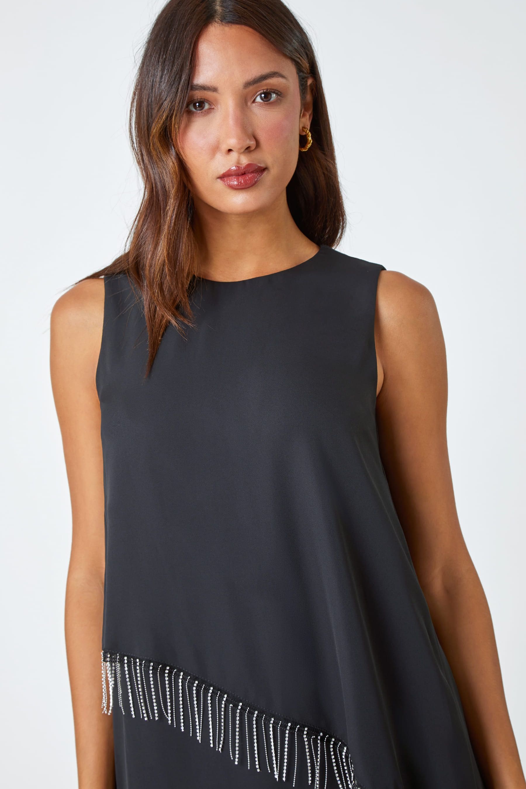 Asymmetric store overlay dress