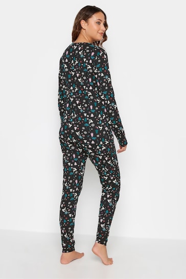 Long Tall Sally Black Winter Conversational Long Sleeve Cuffed Pyjamas Set