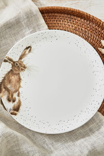Royal Worcester White Wrendale Designs Hare Set of 4 Coupe Plates
