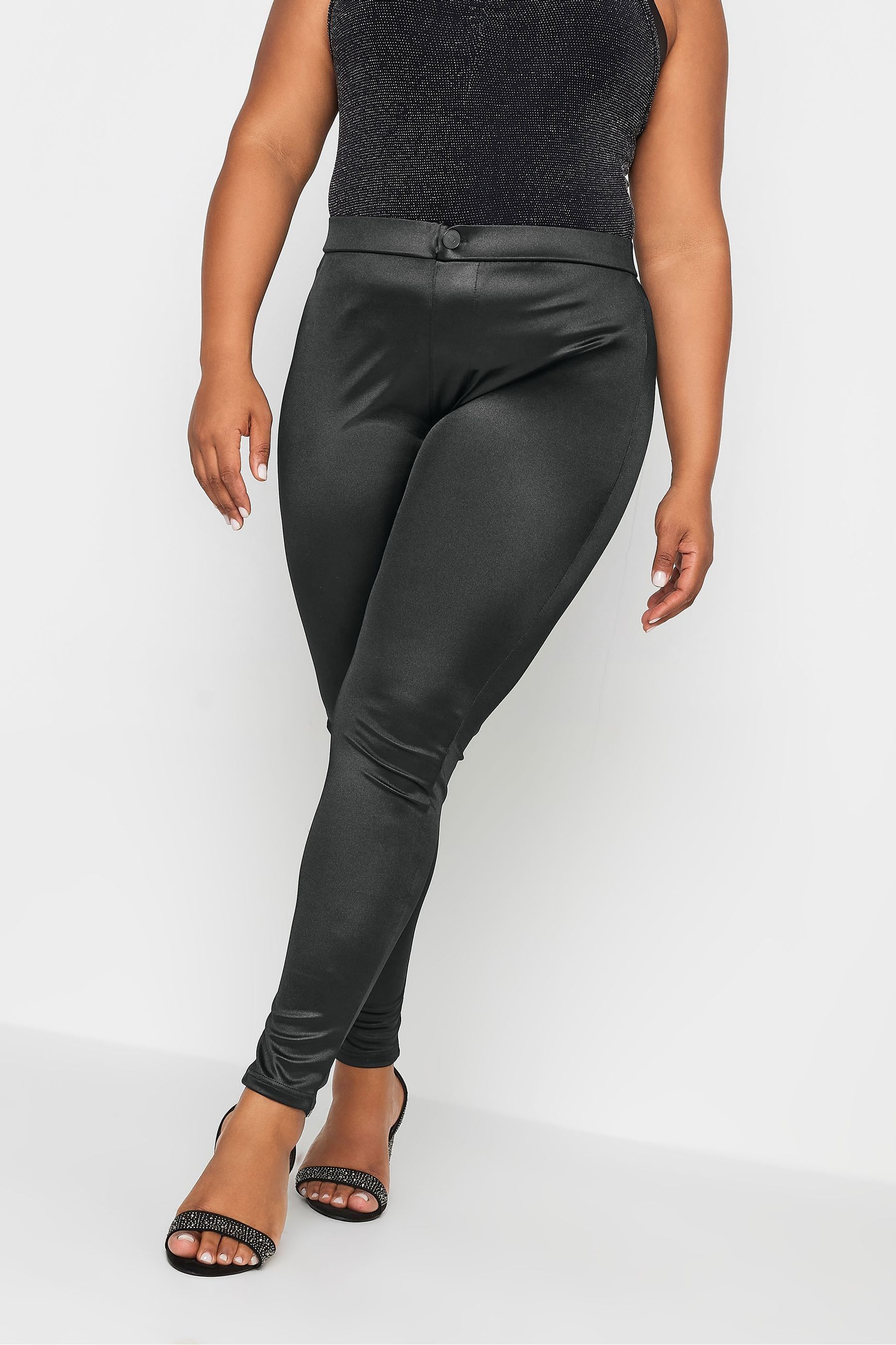 Buy Yours Curve Black Disco Shimmer Leggings from the Next UK