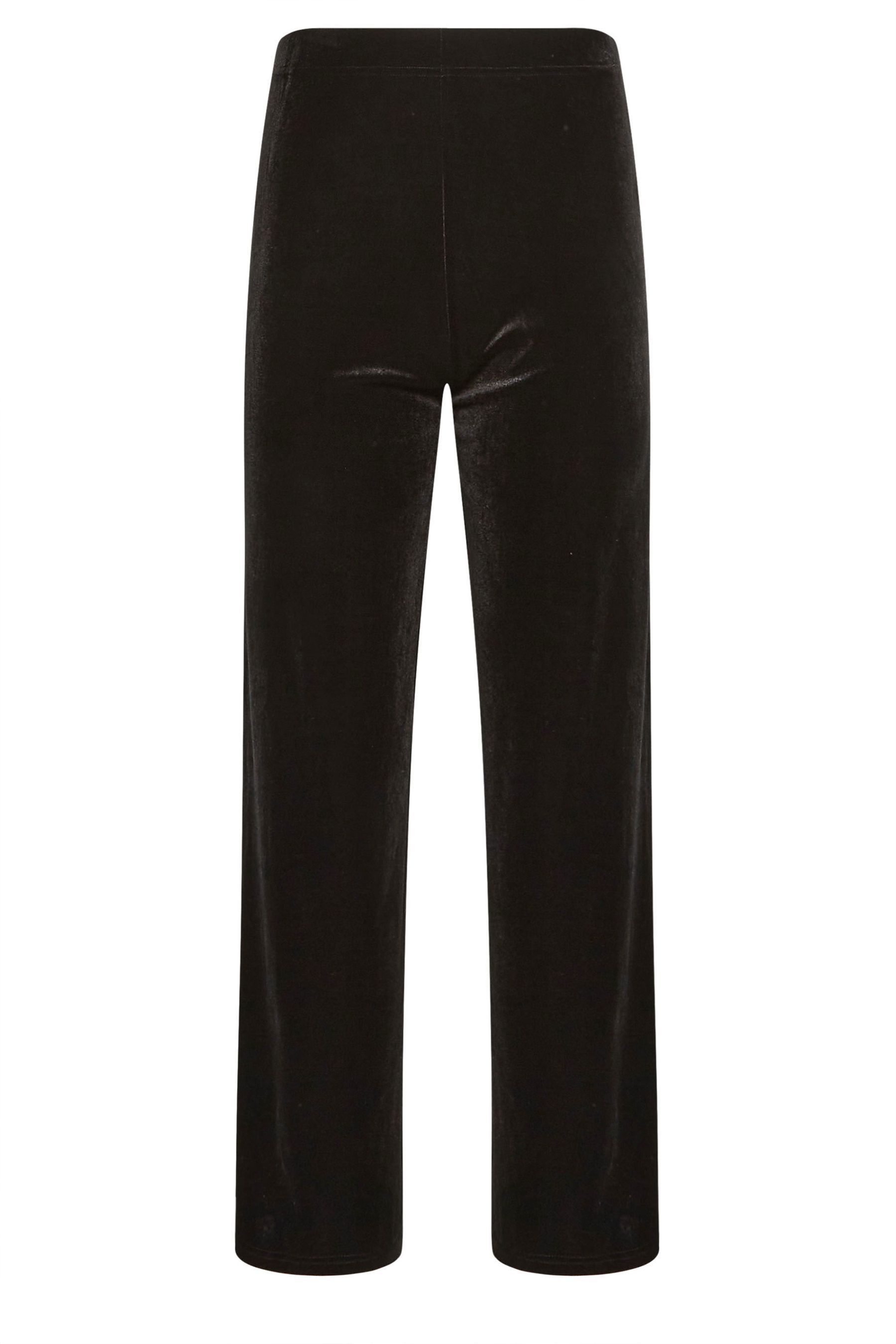 Petite black velvet sales trousers