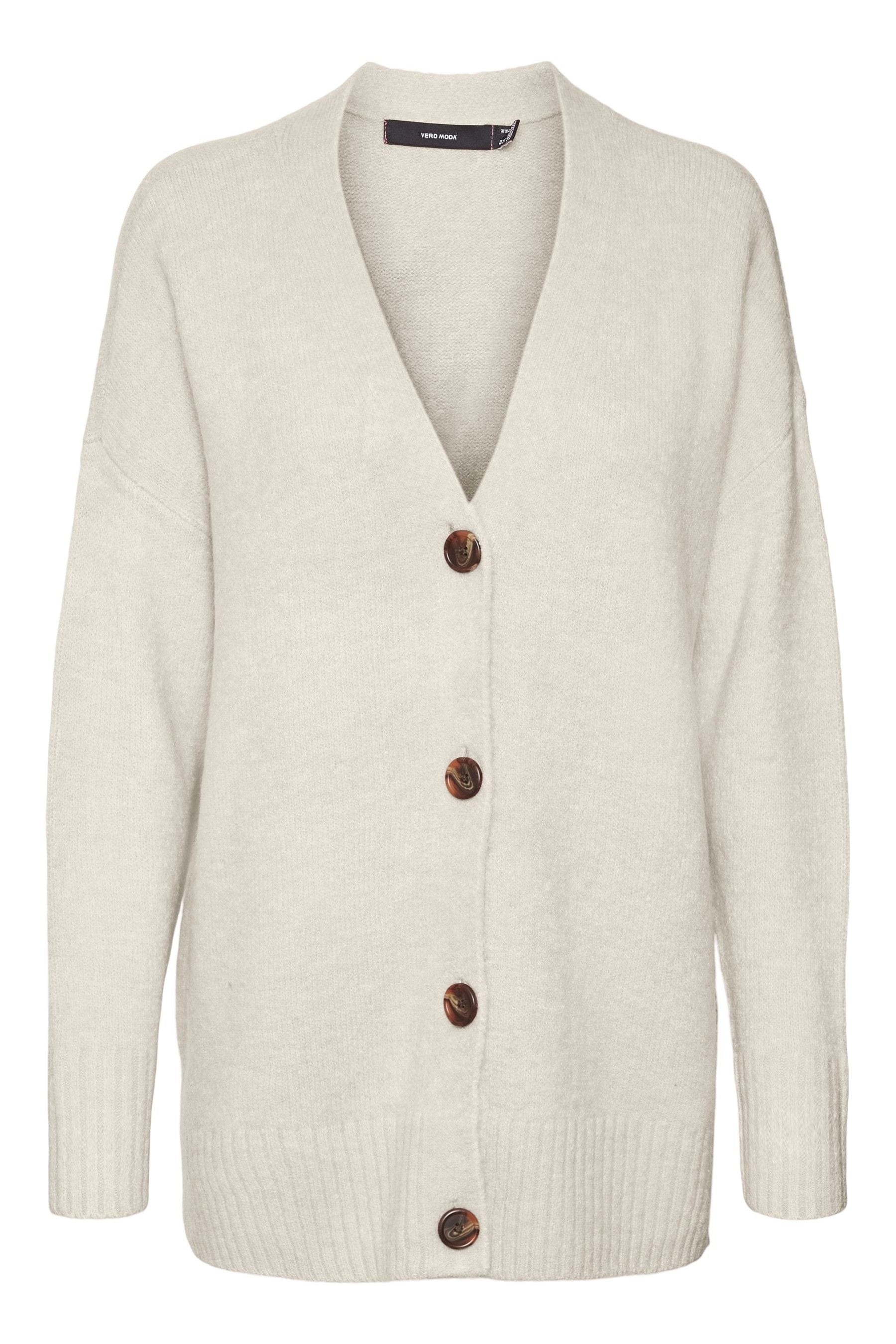 VERO MODA Cream Oversized Button Down Cardigan