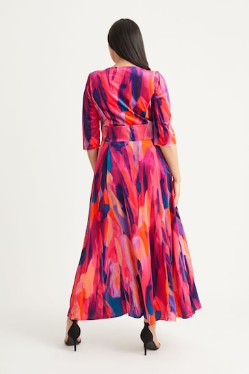 Scarlett & Jo Pink & Purple Multi Print Verity Maxi Gown