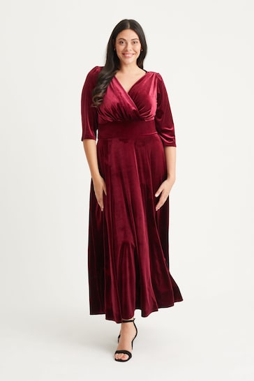 Scarlett & Jo Burgundy Red Verity Velvet Maxi Gown