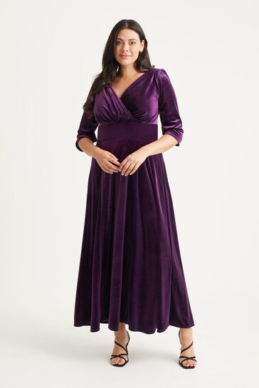 Scarlett & Jo Purple Verity Velvet Maxi Gown
