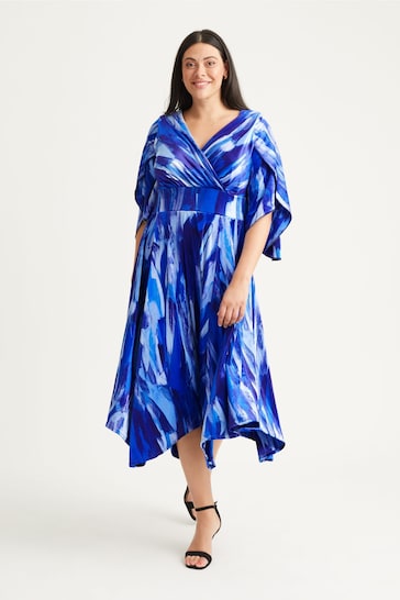 Scarlett & Jo Blue Velvet Kimono Hanky Hem Dress