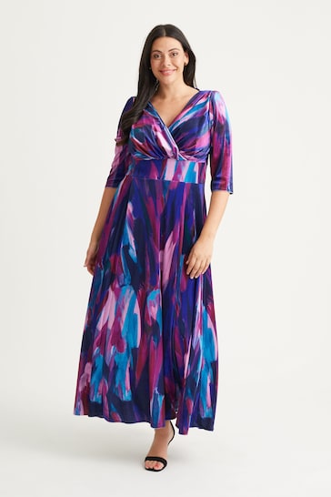 Scarlett & Jo Purple Multi Print Verity Maxi Gown
