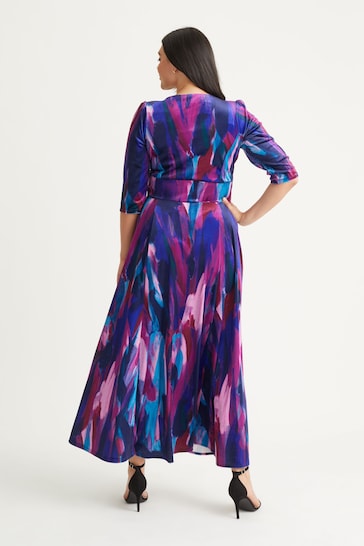Scarlett & Jo Purple Multi Print Verity Maxi Gown