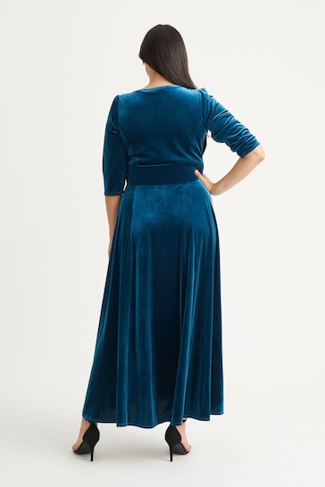 Scarlett & Jo Teal Blue Verity Velvet Maxi Gown