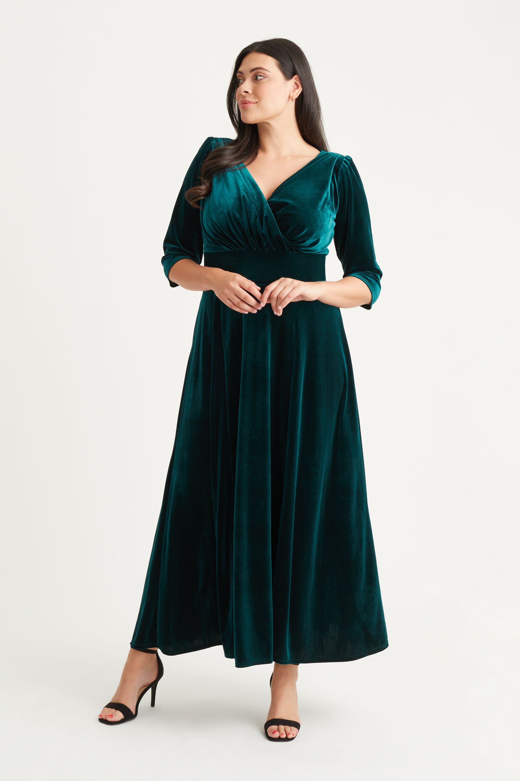 Forest green velvet maxi hotsell dress