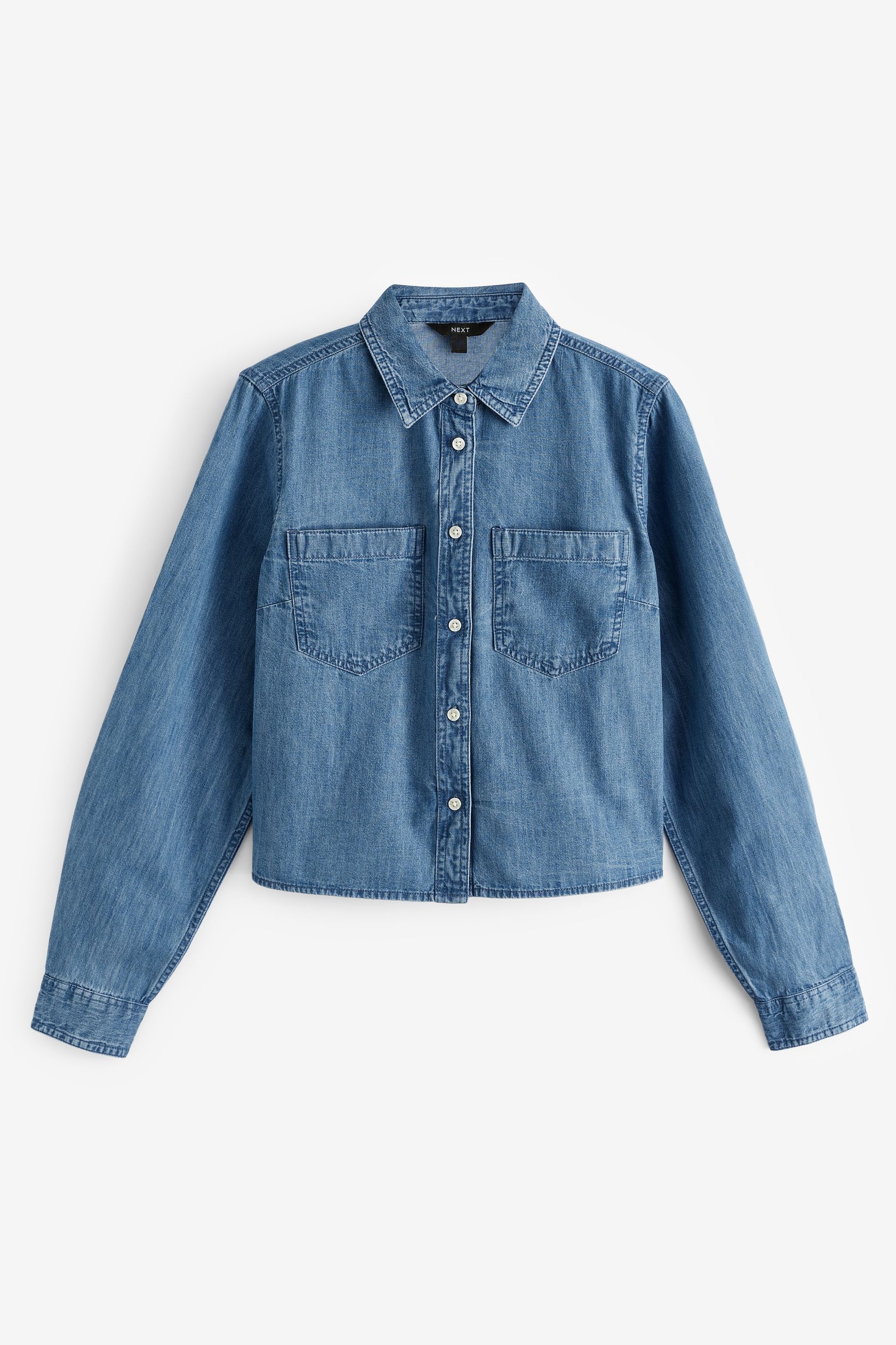 Cropped best sale denim shirt